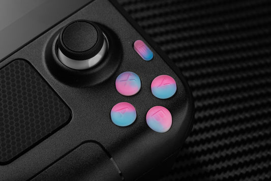 custom steam deck button set pink and blue neon