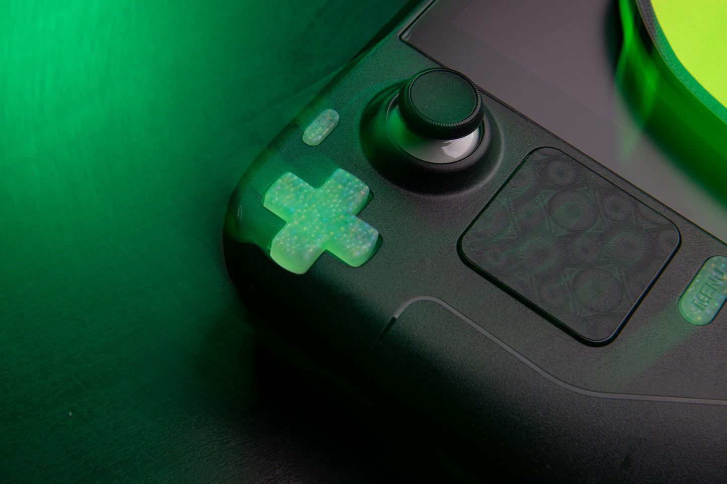 Steam deck dpad with green light trails