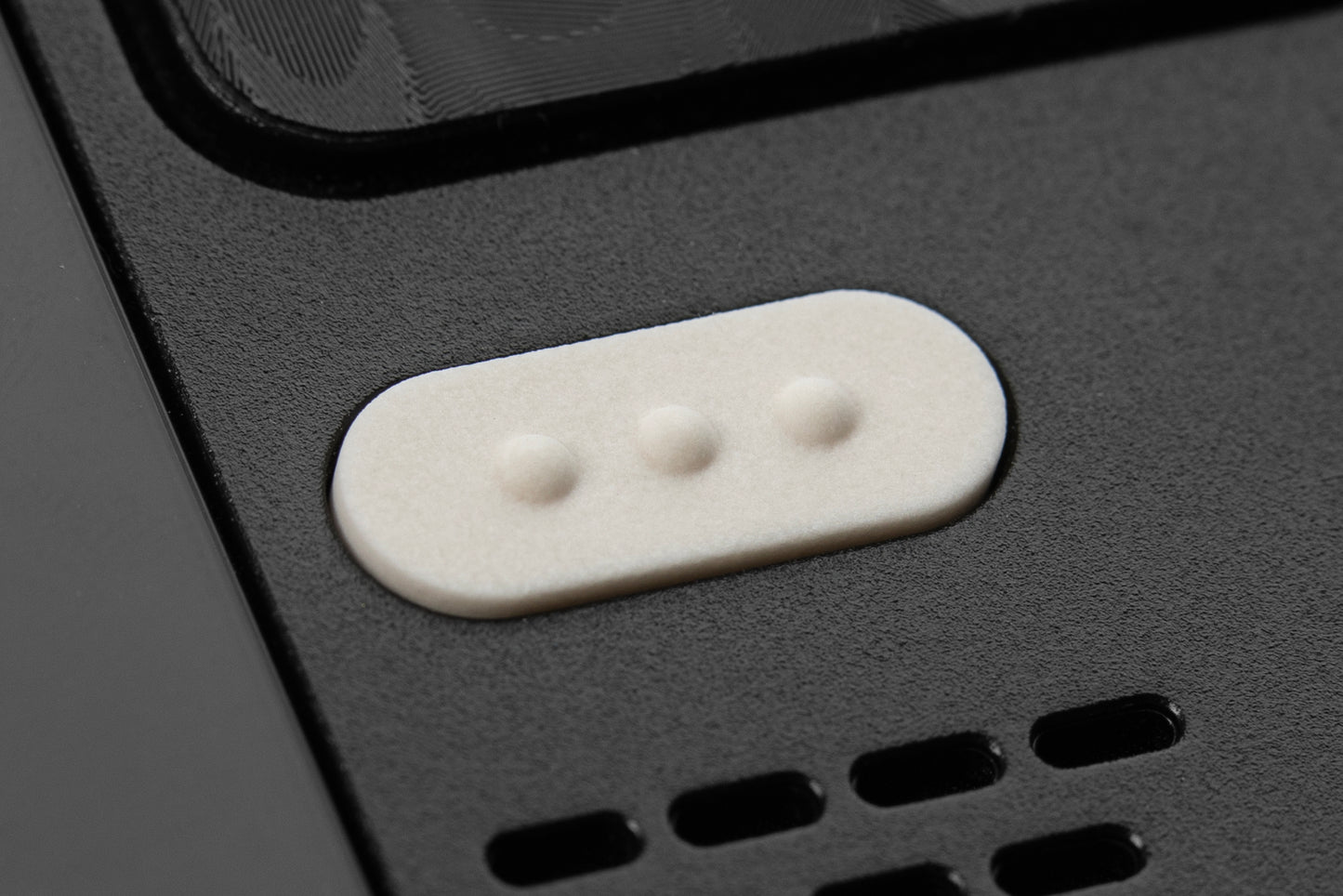 extreme close up of stone steam deck quick access menu