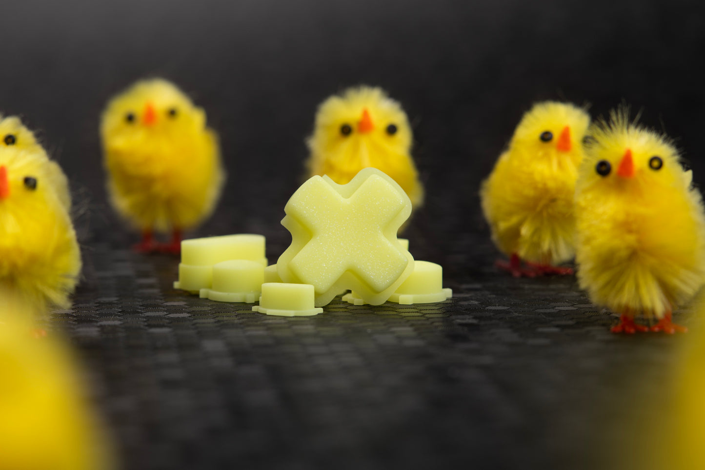 yellow sparkly steam deck buttons with little birds around them