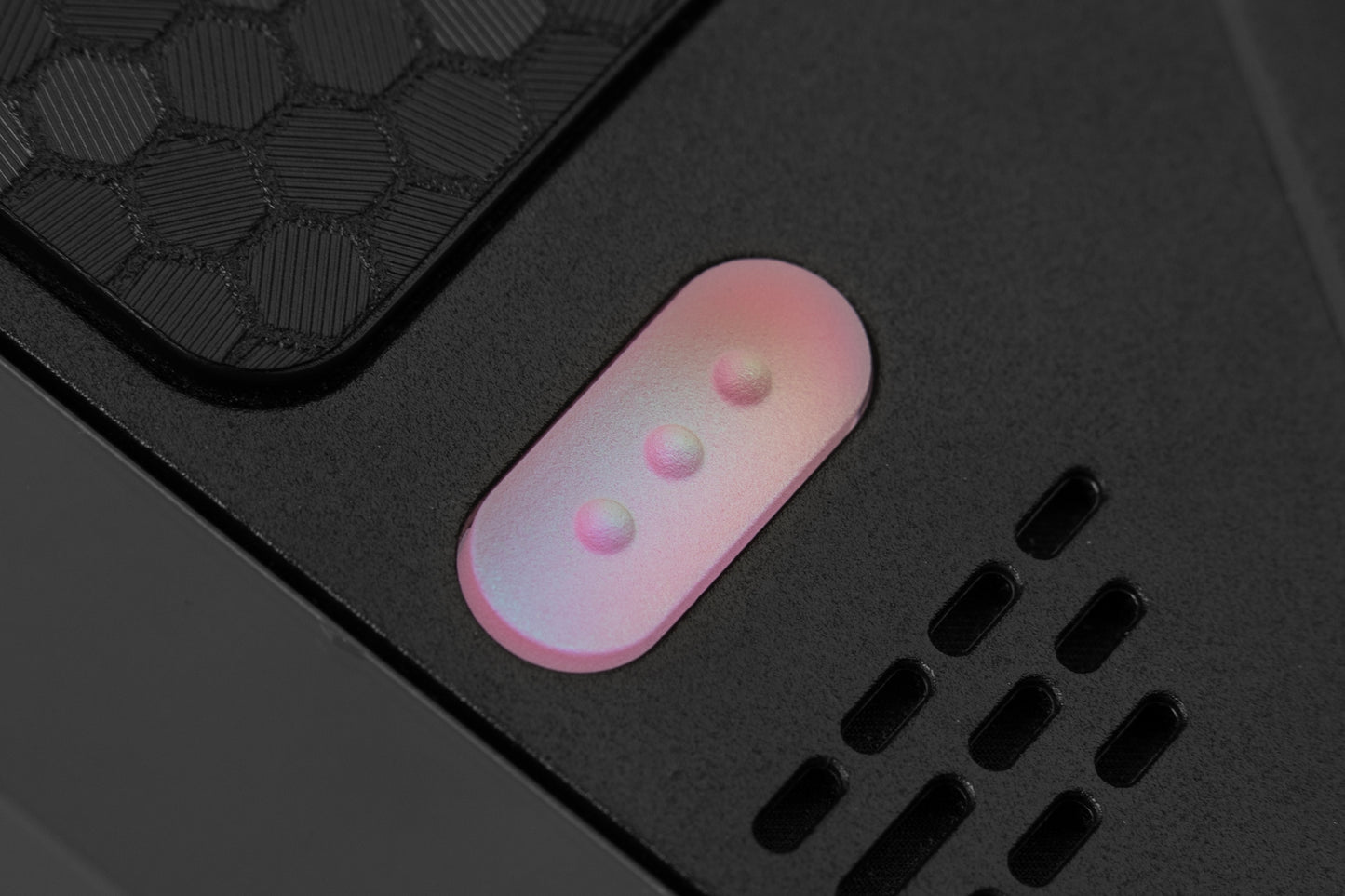 hyper close up of quick access menu button pink to blue to champagne color shift