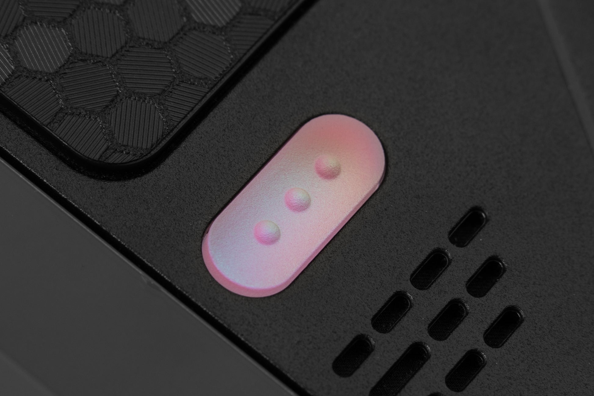 hyper close up of quick access menu button pink to blue to champagne color shift