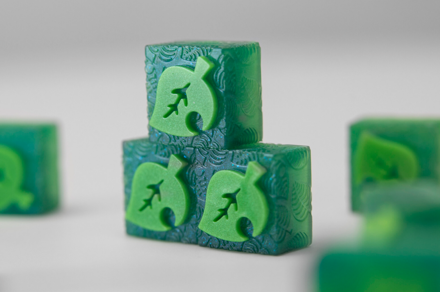 AC leaf cube keycaps stacked