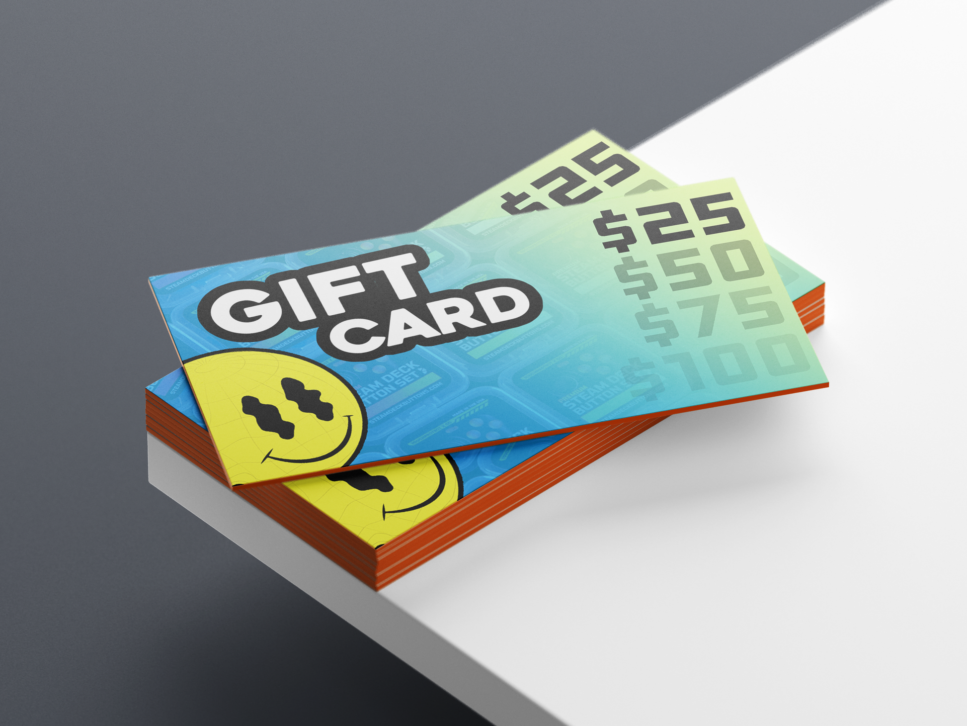 mockup of gift cards sitting on a table