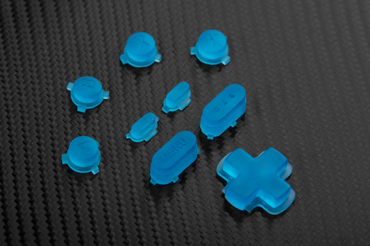  Steam deck butons in bright transparent Blue Carbon fiber background