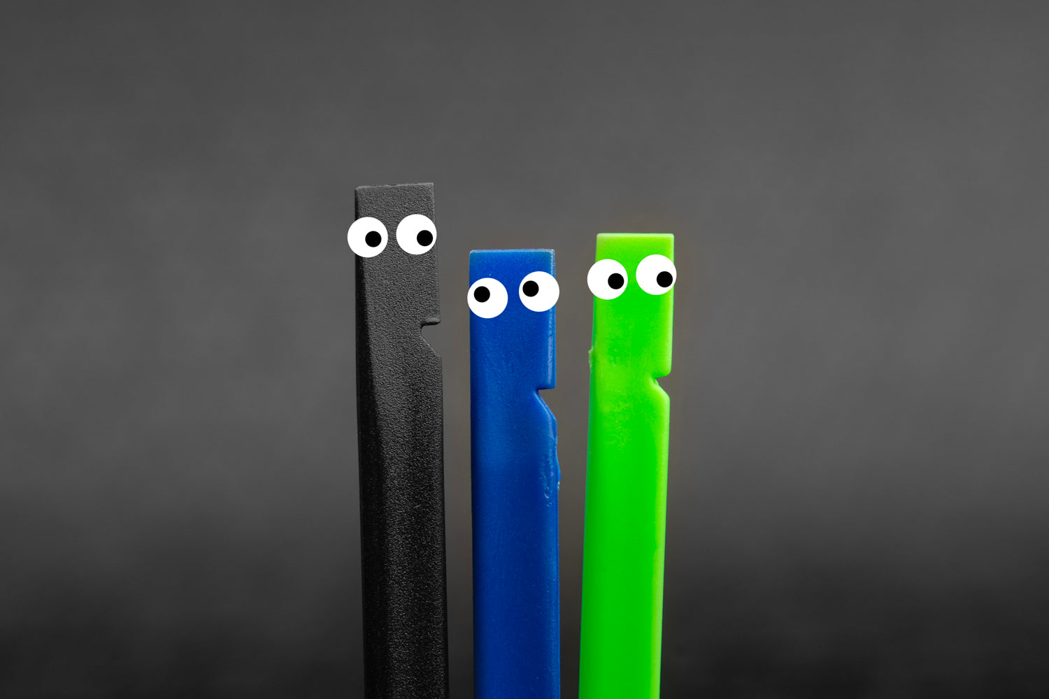 Back flat area of spudgers. Photoshopped cartoon eyes. 3 spudgers total. 