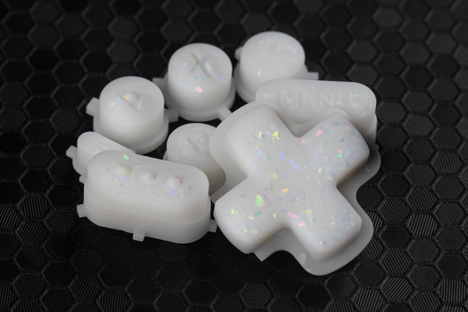 White steam deck buttons with holographic flake