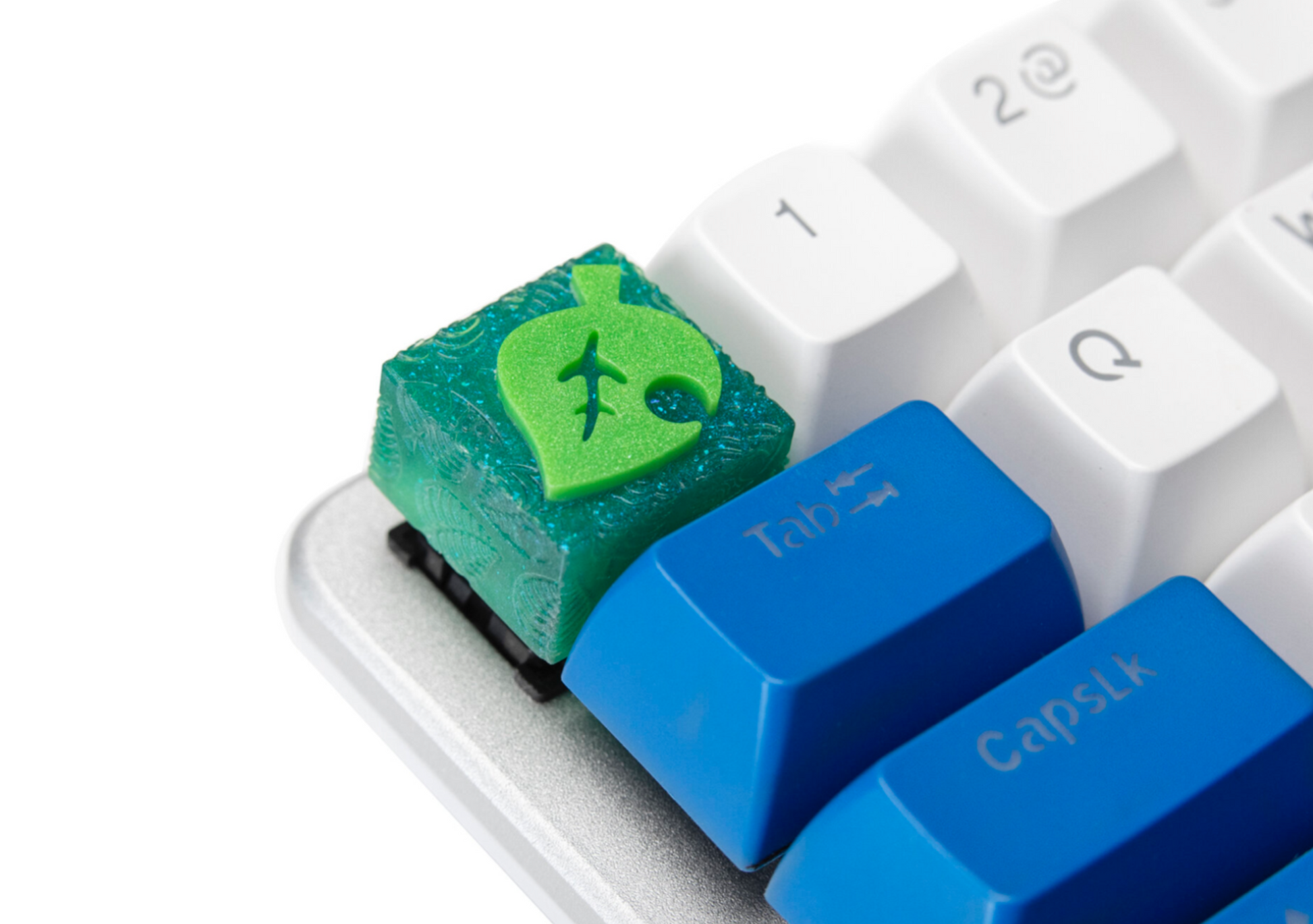 AC leaf cube keycap on keyboard